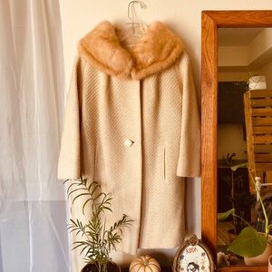 Vintage Pea Coat with Mink Fur Collar